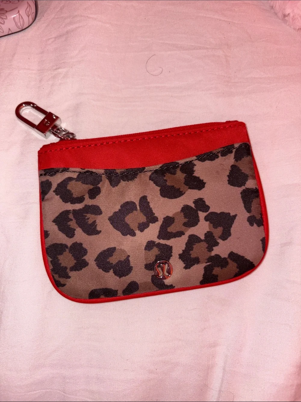 lululemon athletica Leopard Print Key Pouch with Red Trim
